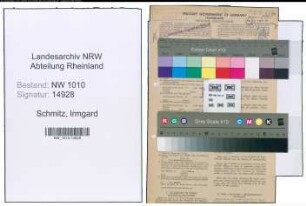 Entnazifizierung Irmgard Schmitz , geb. 21.02.1917 (Postangestellte)