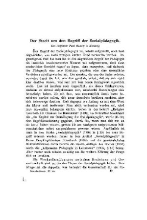 Der Streit um den Begriff der Sozialpädagogik