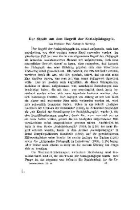 Der Streit um den Begriff der Sozialpädagogik