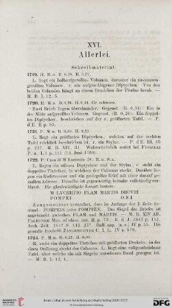 XVI. Allerlei
