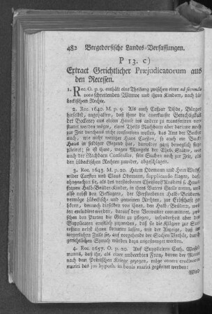 P 13. c) Extract Gerichtlicher Praejudicatorum aus den Recessen.