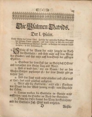 Der I. Psalm. Dieser Psalm hat keinen Titul.