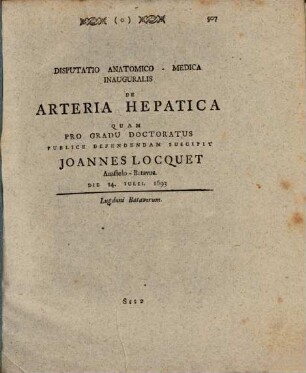 Disp. anat.-med. inaug. de arteria hepatica