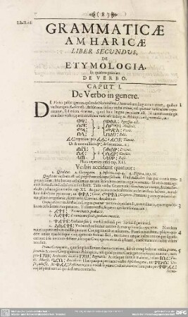 Grammaticae Amharicae Liber Secundus, De Etymologia
