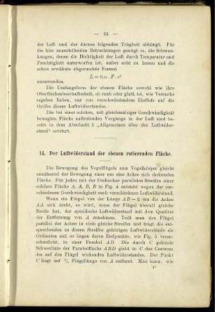 Der Lufwiderstand der ebenen rotierenden Fläche.