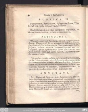 Rubrica III. Van overgiften, hypoteecquen, lossingen van Renten, Thinsen ende Out-eygen, mitsgaders van prescriptie.