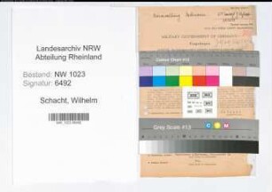 Entnazifizierung Wilhelm Schacht , geb. 12.10.1898 (Regierungssekretaer)