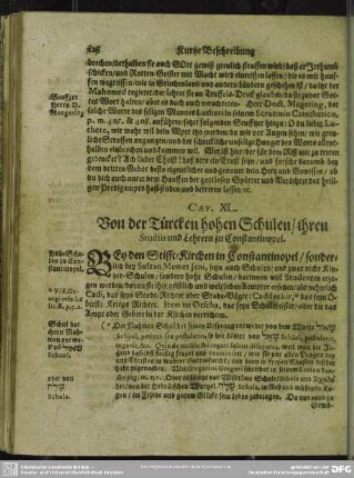 Cap. XL. Von der Türcken hohen Schulen, ihren Studiis und Lehrern zu Constantinopel