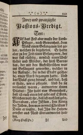 449-469, Zwey und zwanzigste Passions-Predigt