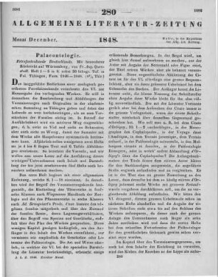 Quenstedt, F. A.: Petrefactenkunde Deutschlands. Mit besonderer Rücksicht auf Würtemberg. H. 1-5. Tübingen: Fues 1846-48
