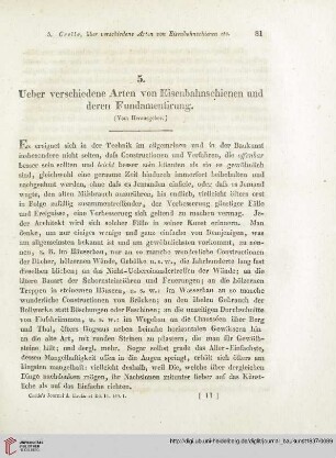 11: Ueber verschiedene Arten von Eisenbahnschienen und deren Fundamentirung, [1]