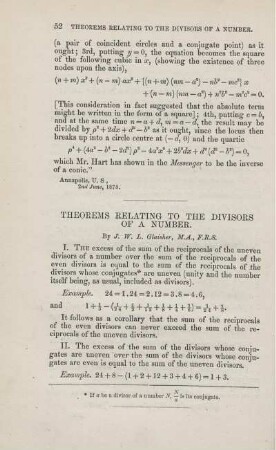 Theorems relating to the divisors of a number.