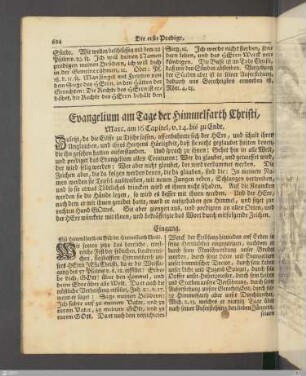 Die erste Predigt am Tage der Himmelfarth Christi.