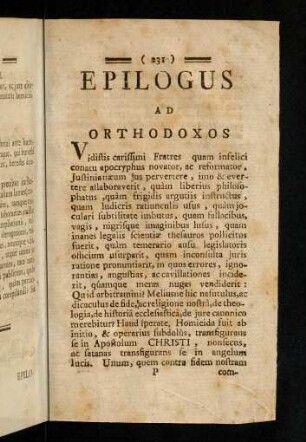 231-233, Epilogus Ad Orthodoxos.