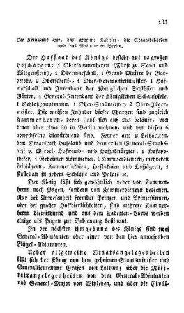 Der Königliche Hof, das geheime Kabinet, die Staatsbehörden und das Militair in Berlin