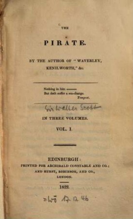The Pirate : In Three Volumes. 1