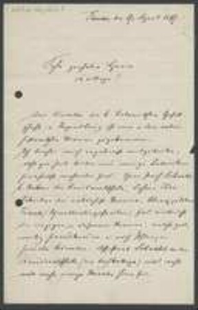 Brief von Heinrich Putz an Unbekannt