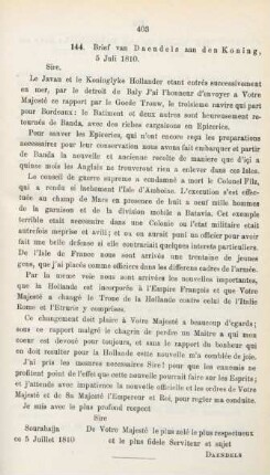144. Brief van Daendels aan den Koning, 5 Juli 1810