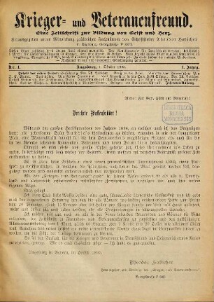 Krieger- und Veteranen-Freund : eine Zeitschrift zur Bildung von Geist und Herz. 1895/96 = Jg. 1