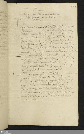 Memorial, Etzlicher der LandStände absonderliche Gravamina wieder die von Städten. 2/12. Octobr. 1637