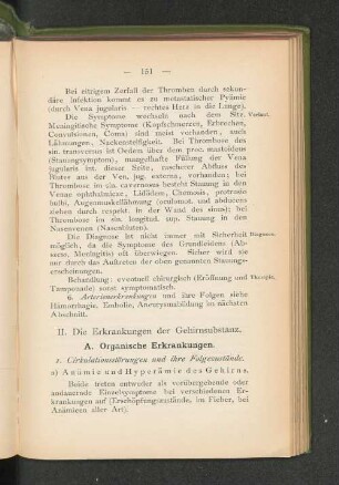 I. Cirkulationsstörungen und ihre Folgezustände.