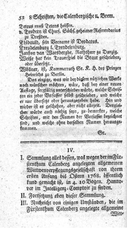 [8 Schriften, die Calenbergische u. Brem. Wittwenverpflegungsgesellschaft betreffend.]