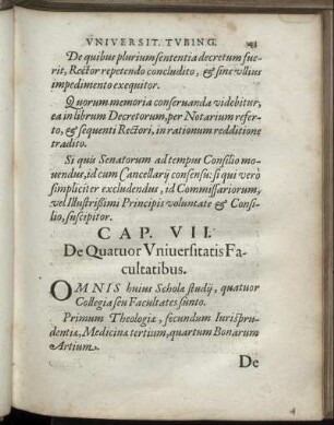 Cap. VII. De Quatuor Universitatis Facultatibus