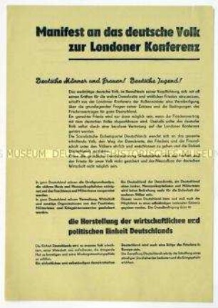 Manifest des Vorstandes der SED an das deutsche Volk im Vorfeld der Londoner Konferenz der Außenminister