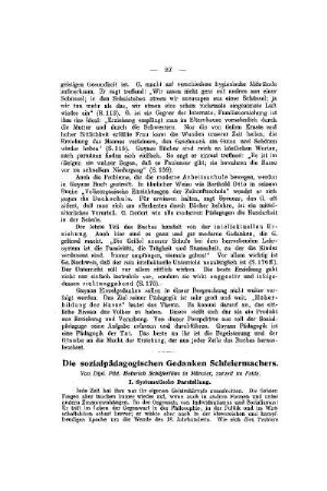 Die sozialpädagogischen Gedanken Schleiermachers : I.