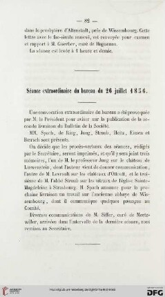 Séance extraordinaire du bureau du 26 juillet 1856