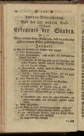 Zweyte Betrachtung. Von der zur wahren Buse nöthigen Erkentnis der Sünden.