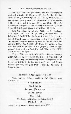 8. Wittenberger Gesangbuch von 1560.