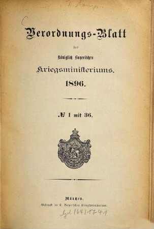 Verordnungs-Blatt. 1896