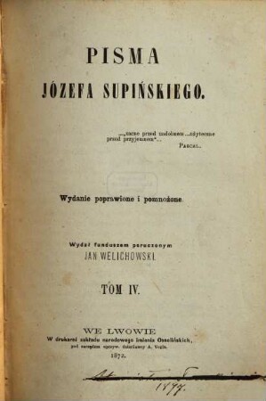 Pisma Józefa Supińskiego, 4. Rozprawy treści społecznej