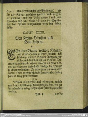Caput XXXII. Von Frohn-Diensten und Bau-Fuhren