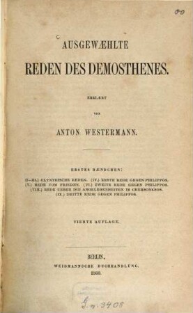 Ausgewählte Reden des Demosthenes, 1