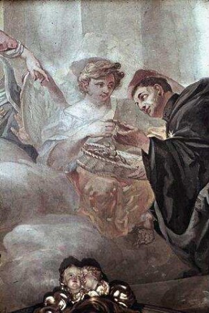 Vision des heiligen Nikolaus von Tolentino: Erscheinung der Madonna und des heiligen Augustinus