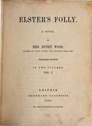 Elster's Folly : a novel, 1