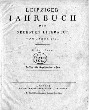 Erster Band. Julius bis September (1801)