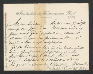 Briefkarte an Ferruccio Busoni : [1916]