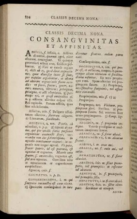 Classis Decima Nona. Consanguinitas Et Affinitas.