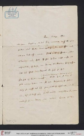 Briefwechsel Theodor Mommsen und Marie Mommsen geb. Reimer: Brief von Theodor Mommsen an Marie Mommsen