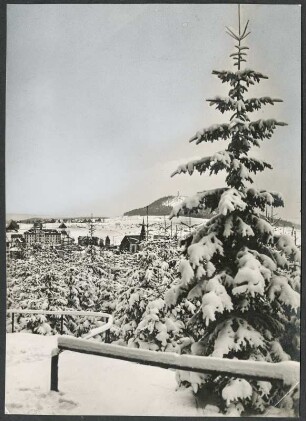 Altenberg. Ortsansicht mit Kirche und Geisingberg. Winteraufnahme