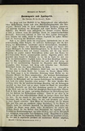 Kosmogonie und Apologetik
