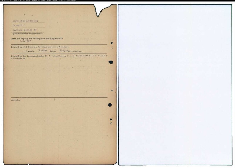 Entnazifizierung Albert Hoeller , geb. 01.01.1899 (Lehrer)