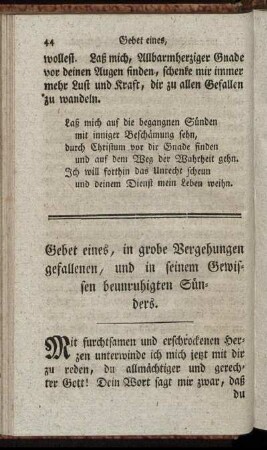 Gebet eines, in grobe Vergehungen gefallenen, und in seinem Gewissen beunruhigten Suenders