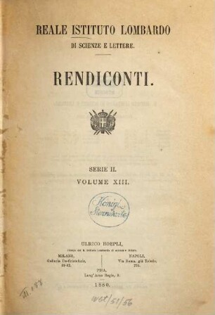 Rendiconti. 13, 13. 1880