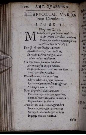 Rhapsodiae Variorum Carminum. Liber II.