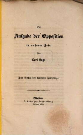 Die Aufgabe der Opposition in unserer Zeit