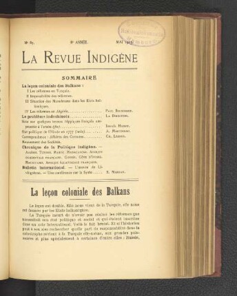 Nr. 85. 8e Année. Mai 1913.